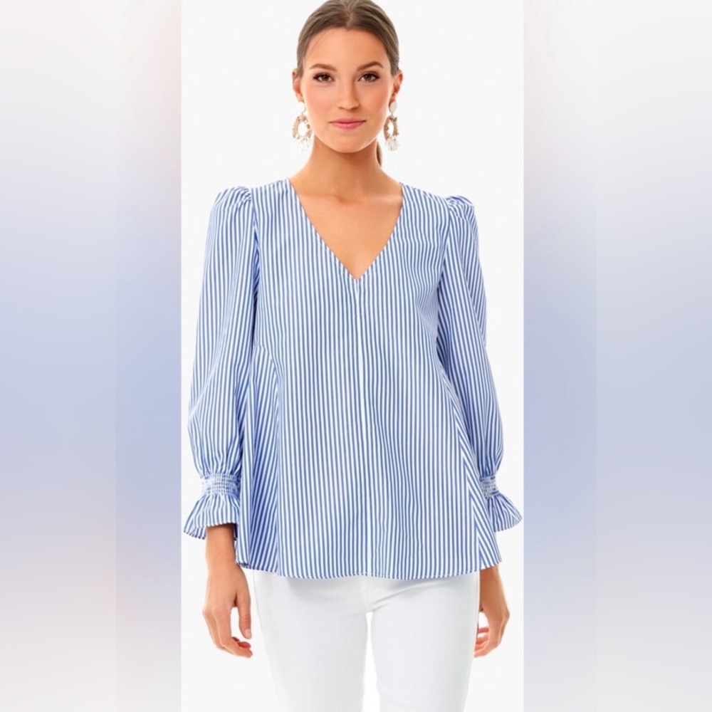 Tuckernuck Striped Blue and White Easton Blouse - size xl